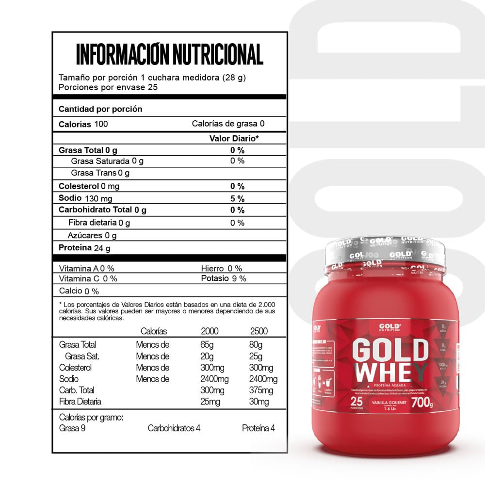 Proteína Gold Whey Aislada 700 Gr + Embudo img #2