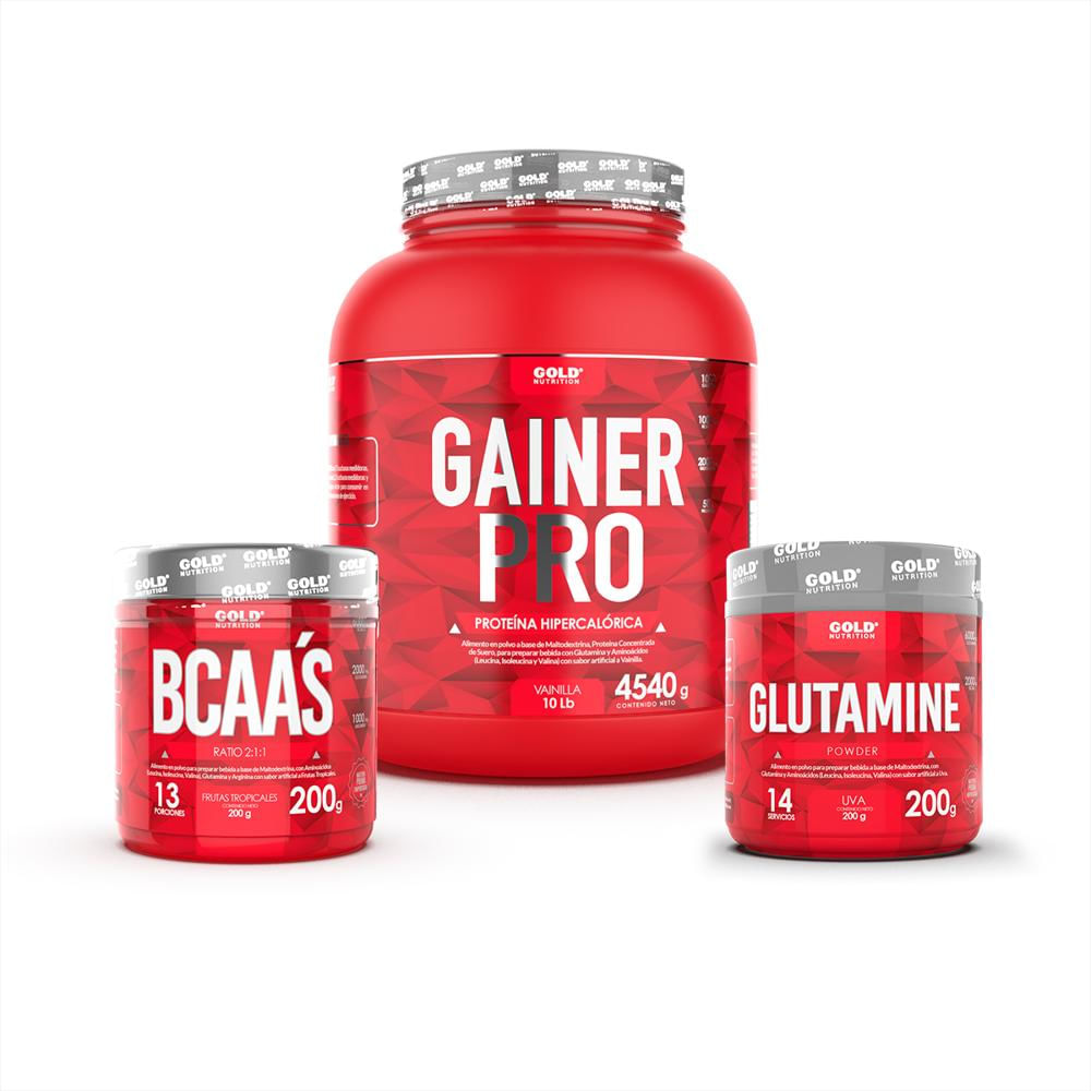 Proteina Gainer Pro 10 Lbs + Bcaas + Glutamina