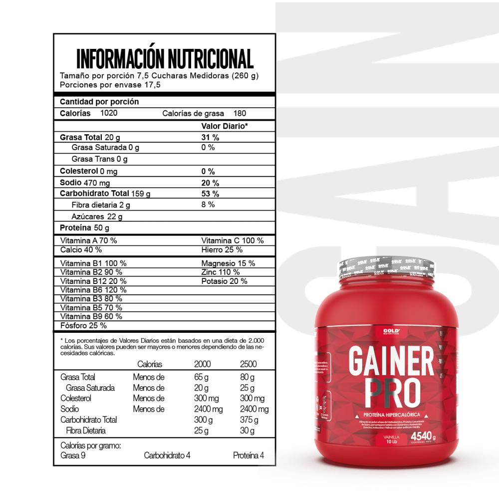 Proteina Gainer Pro 10 Lbs + Bcaas + Glutamina img #2