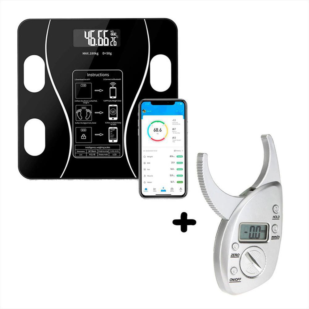 Bascula Inteligente Pesa Bluetooth Vidrio Templa Digital App Y Adipometro Digital Medidor De Grasa Corporal