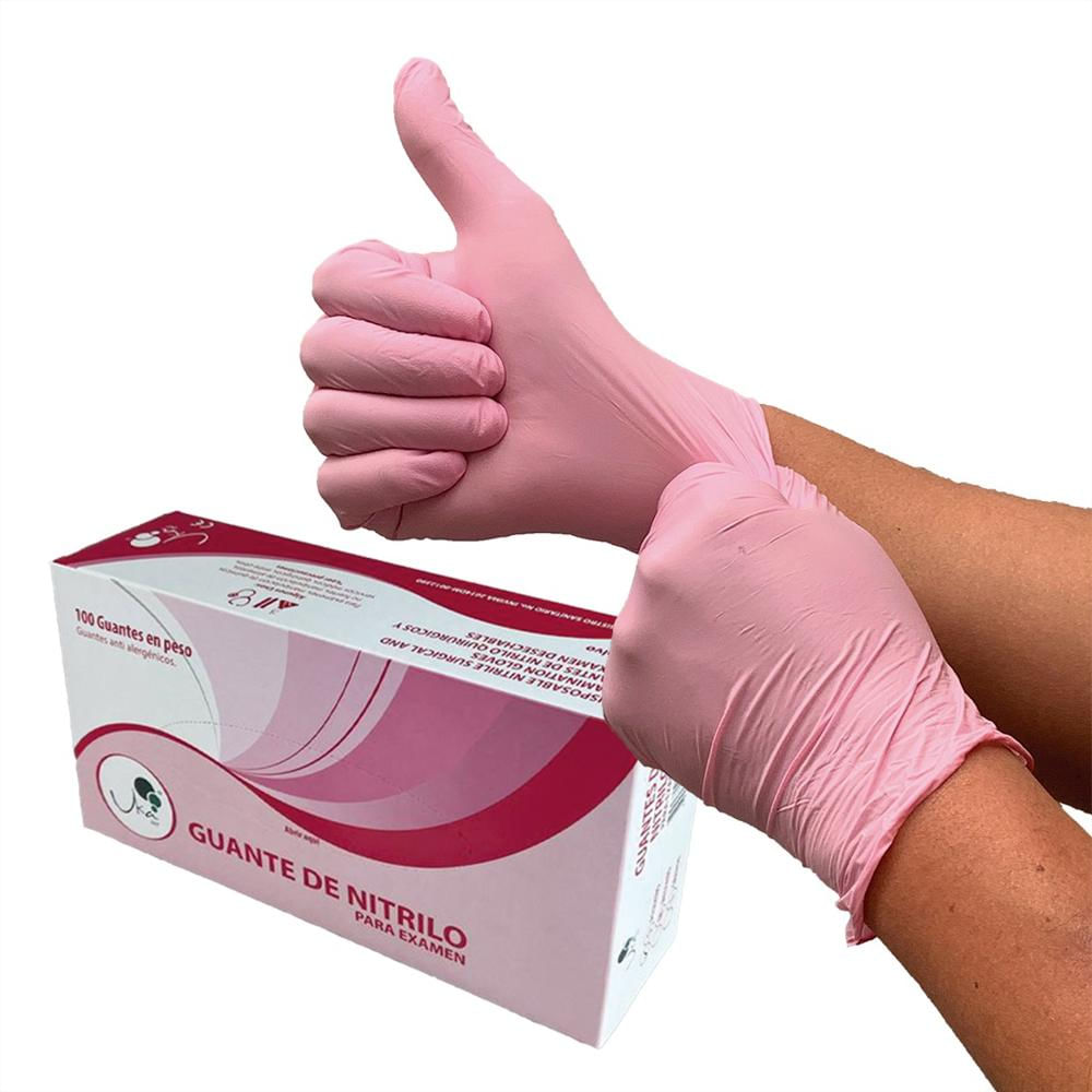 Guantes De Nitrilo Rosado L X 100U Ukaint