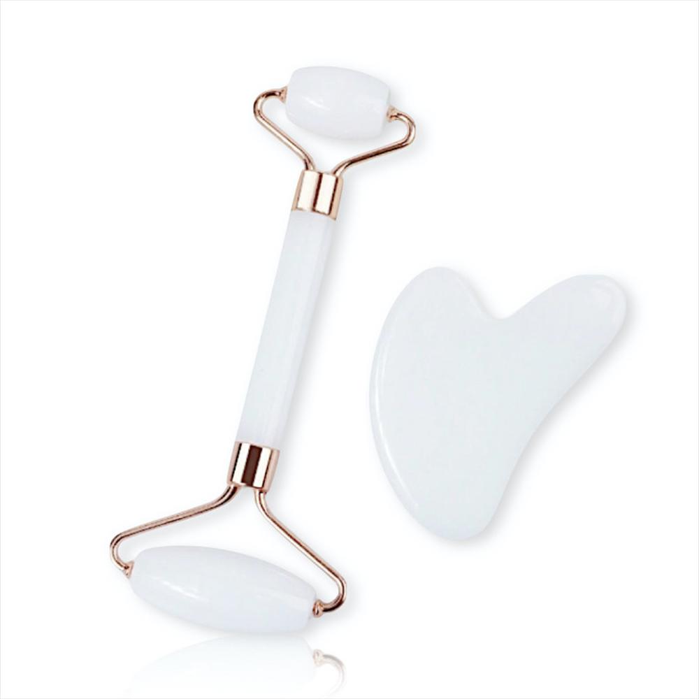 Rodillo Facial Jade Doble Acción + Tablero Gua Sha