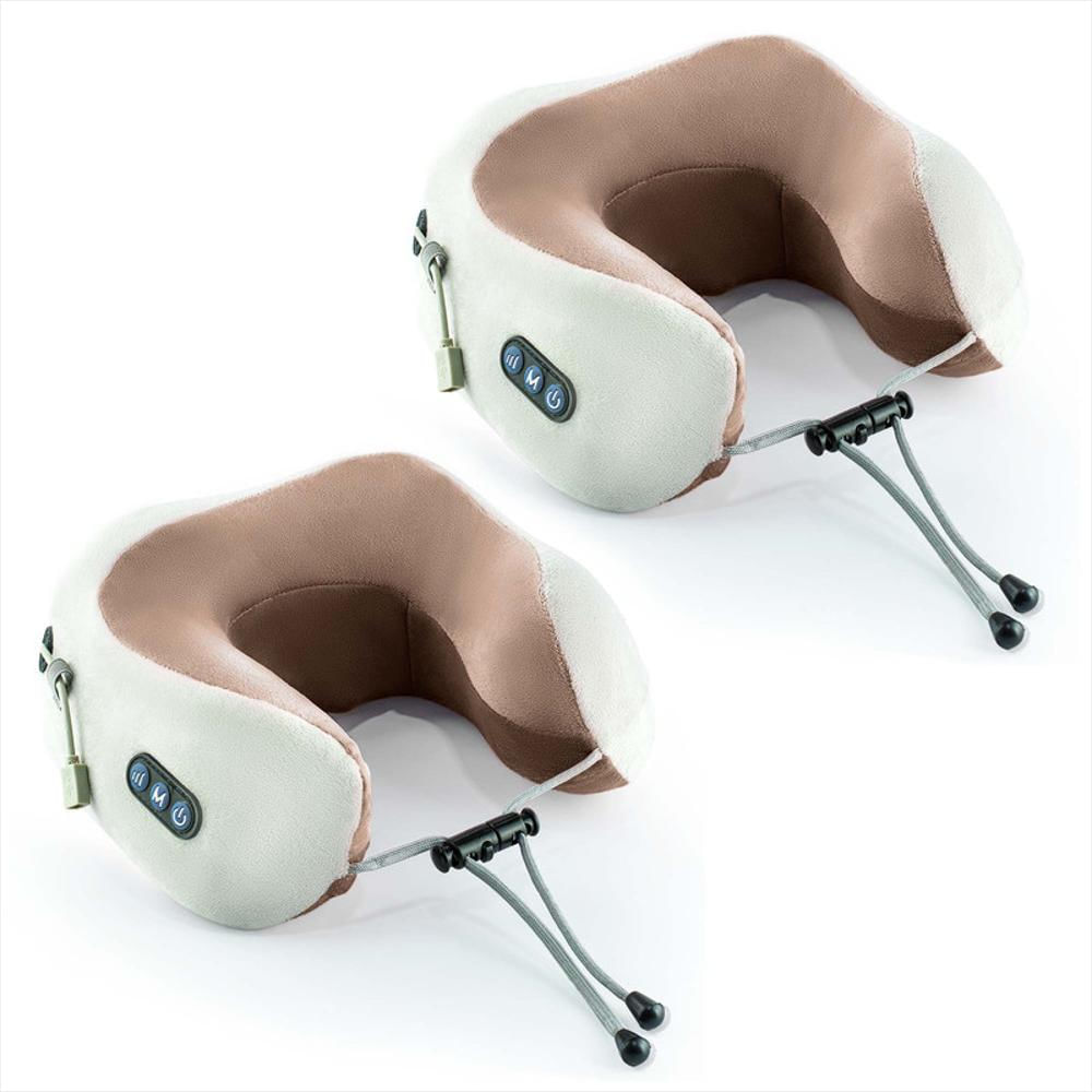2 Almohadas Masajeadora Cervical Eléctrica Para Cuello En U Café
