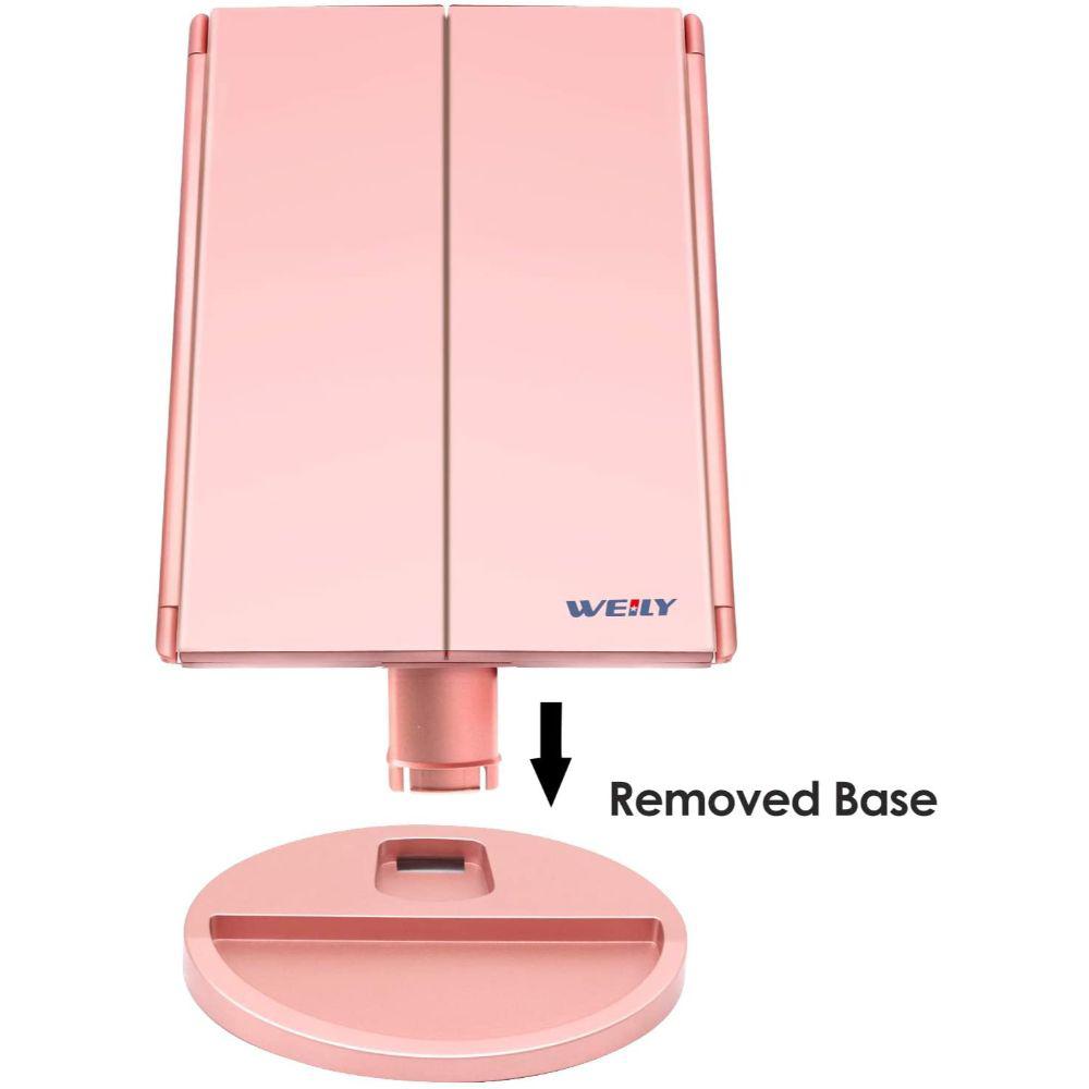 Espejo De Tocador Para Maquillaje Triple Czw Oro Rosa img #2