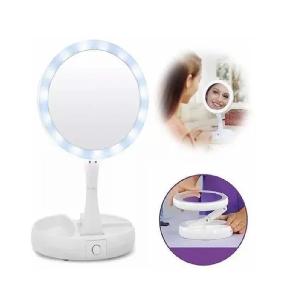 Espejo Doble Plegable Con Luz Led