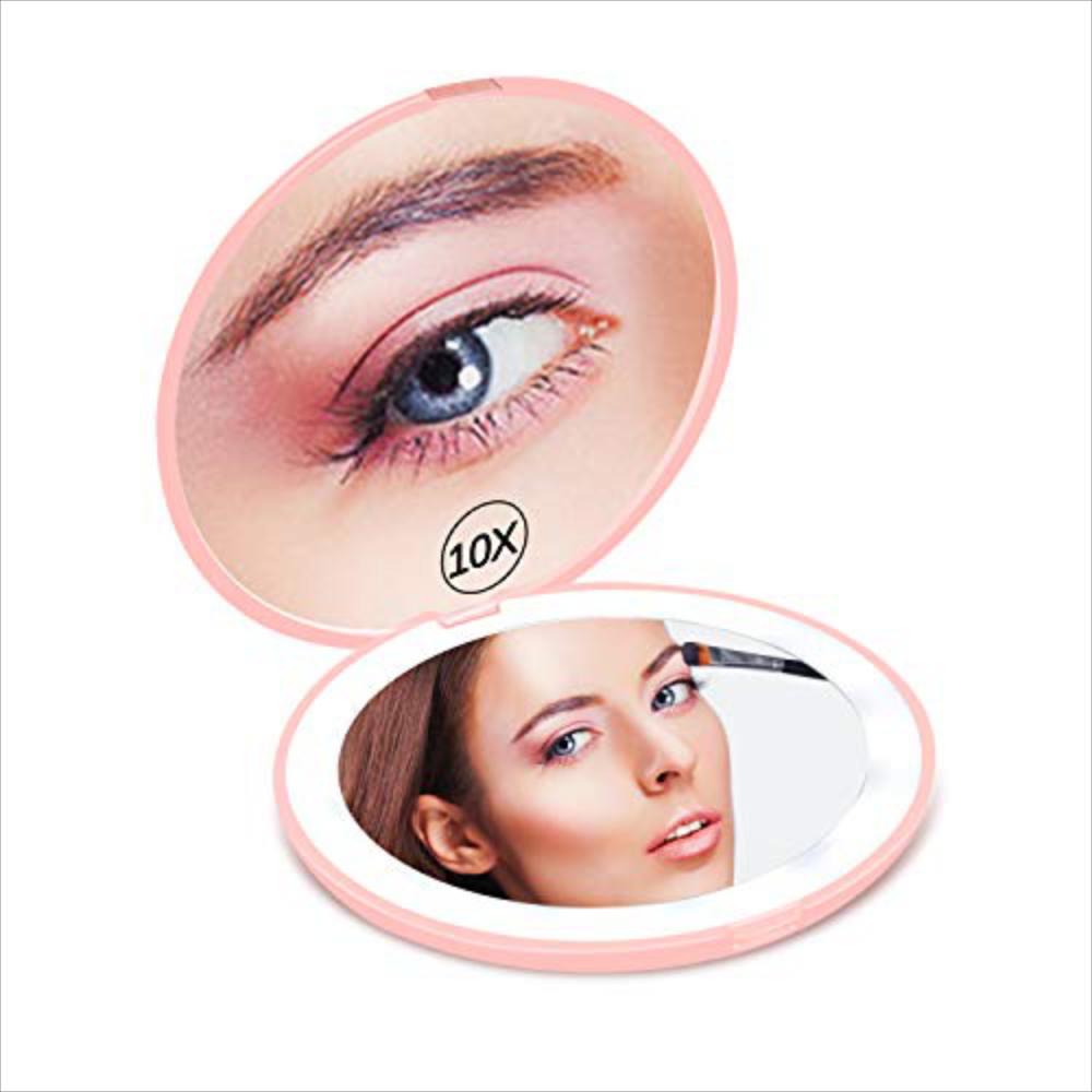 Espejo De Maquillaje Iluminado Viaje Redondo.