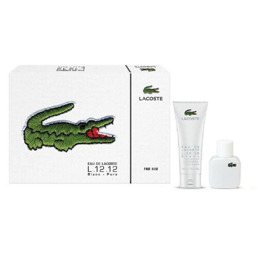 Perfume Lacoste Eau L.12.12 Blanc Pure 3.4 Edt Set 2Pzas M