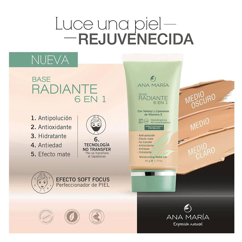 Base Radiante 6 En 1 Tono Medio Hipoalergénica Sebaryl Mate img #2