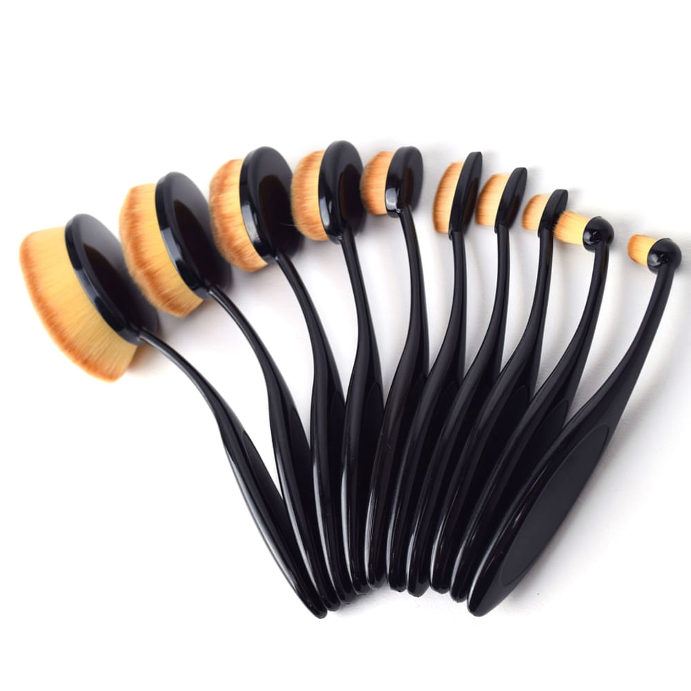 Set De 10 Brochas Ovaladas Bronzer Contour Polvos img #2