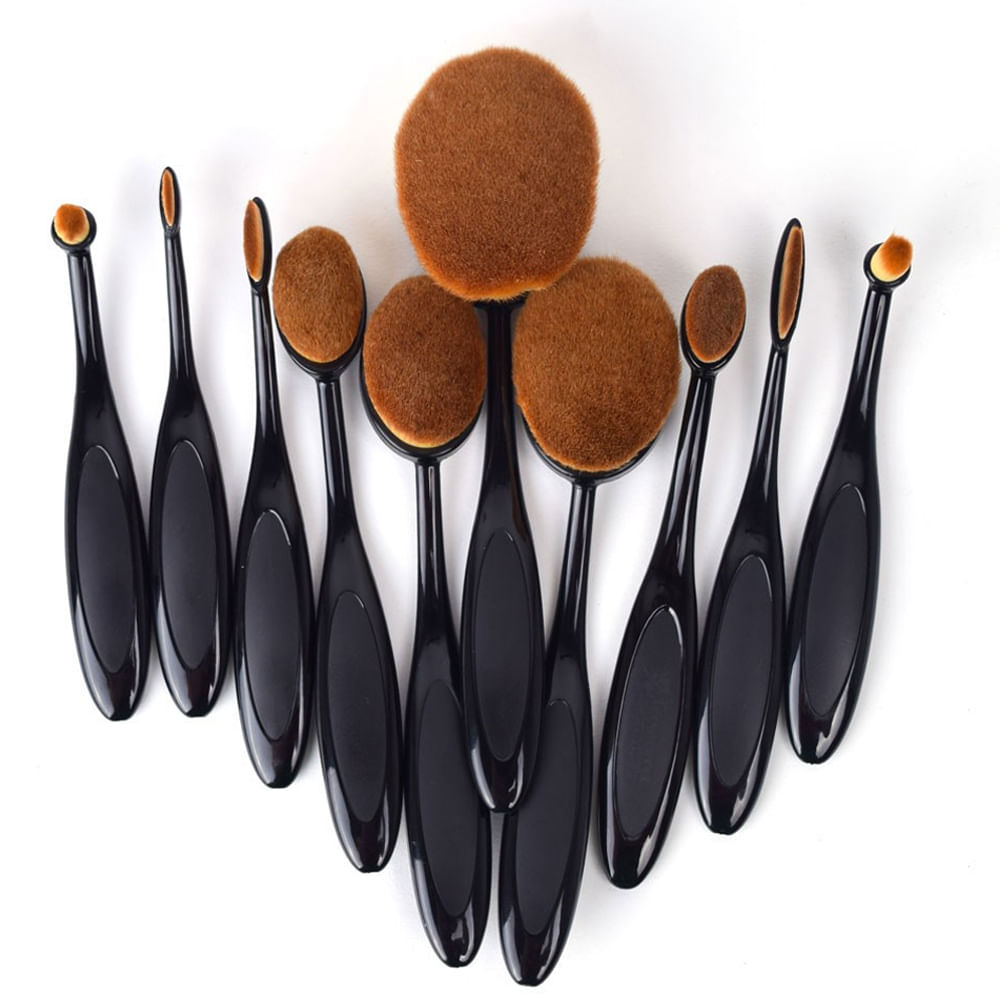 Set De 10 Brochas Ovaladas Bronzer Contour Polvos