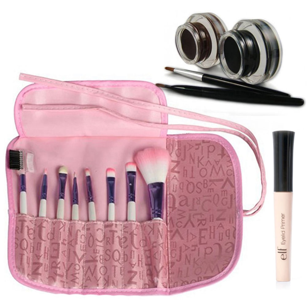 Kit 8 Brochas Primer De Ojos Duo De Delineadores