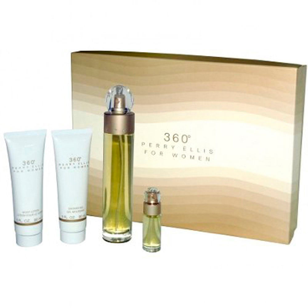 Estuche Perry Ellis 360 Mujer 4Pz Perfume 100Ml Gel Splash