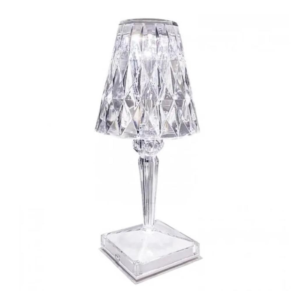 Lampara Mesa Luz Led Blanca Calida Decorativa Moderna Acrilico Cristal