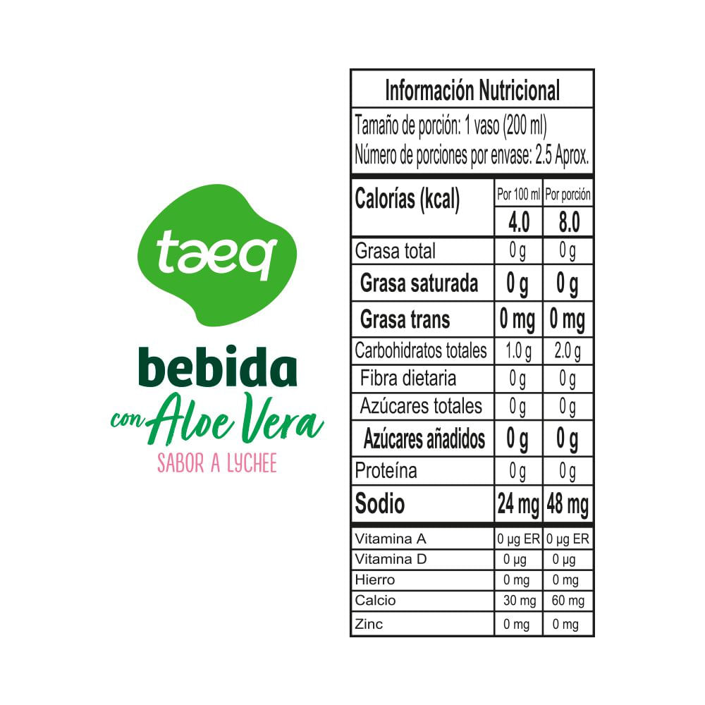 Bebida Aloe Vera TAEQ Lychee Sin Azúcar (1500  ml) img #2