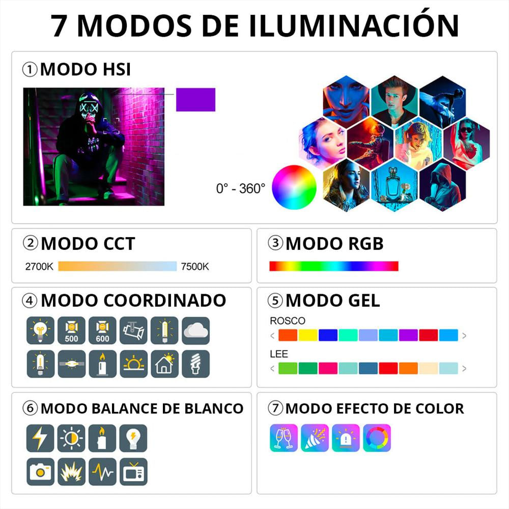 Luz De Video Gvm St300r Led Rgb Y Bicolor De Doble Cabezal 300W img #3
