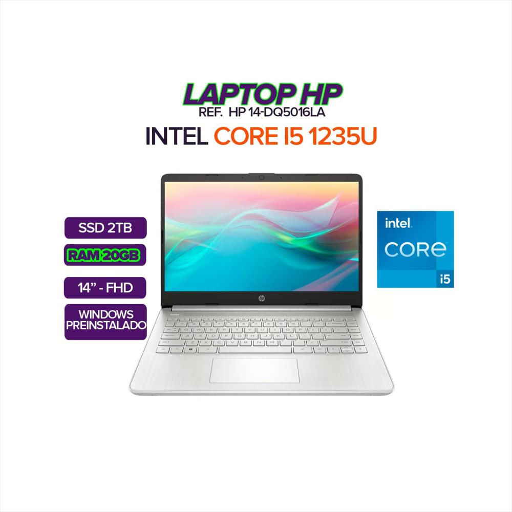 Laptop Hp 14 Dq5016la Intel Core I5 1235U 14'' Fhd/ Ssd M.2 2Tb/ Ddr4 Ram 20Gb