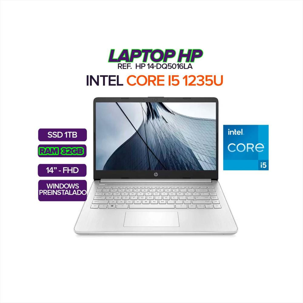 Laptop Hp 14 Dq5016la Intel Core I5 1235U 14'' Fhd/ Ssd M.2 1Tb/ Ddr4 Ram 32Gb Laptop Hp 14 Dq5016la Intel Core I5 1235U 14'' Fhd/ Ssd M.2 1Tb/ Ddr4 Ram 32Gb