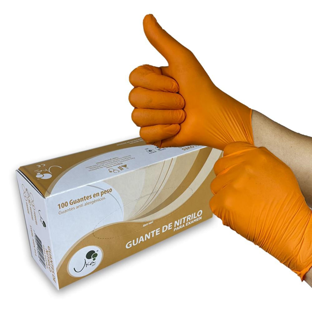 Guantes De Nitrilo Naranja M X 100U Ukaint