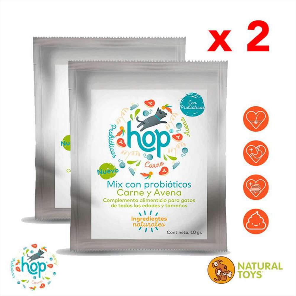 Probióticos Carne+Avena Natural Para Gatos 10 Gr X 2 Und