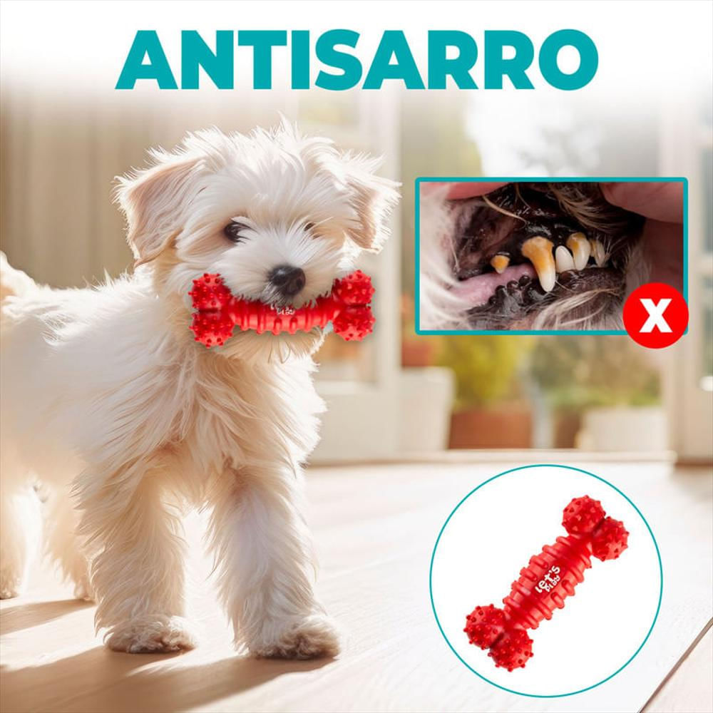 Hueso De Goma Interactivo Antisarro Para Perros Peq Y Medianos Rojo img #3