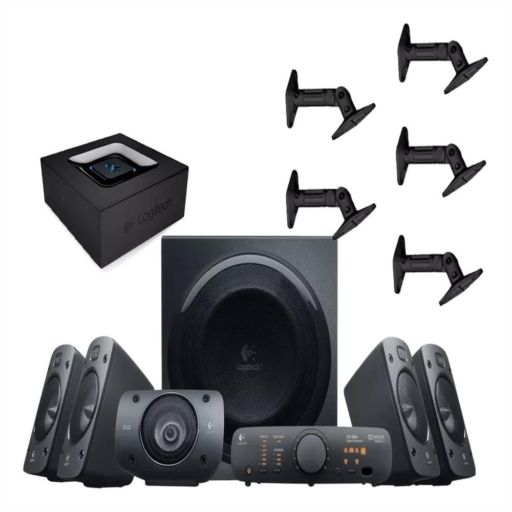 Parlantes 5.1 Logitech Z906 + Adaptador Bluetooth 3,5Mm + Soportes Parlantes 5.1 Logitech Z906 + Adaptador Bluetooth 3,5Mm + Soportes