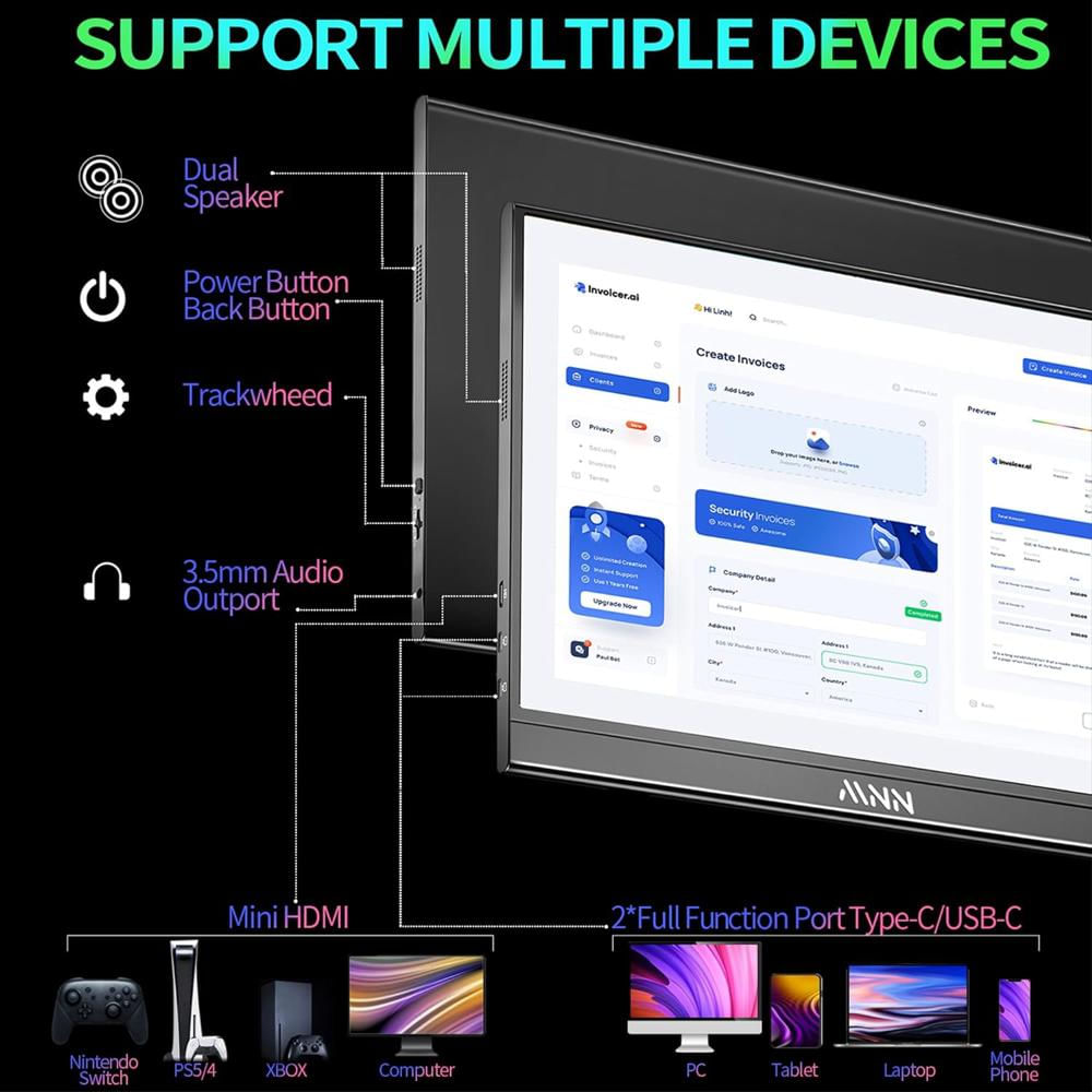 Monitor Portátil 15.6 pulgadas 1080P Mini Hdmi Usb C Pc Mac Xbox Ps5 Switch img #3