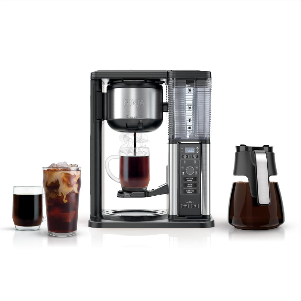 Cafetera Eléctrica Ninja 10 Tazas En Acero Inoxidable Y Jarra De Vidrio 3 Estilos De Preparación Programable