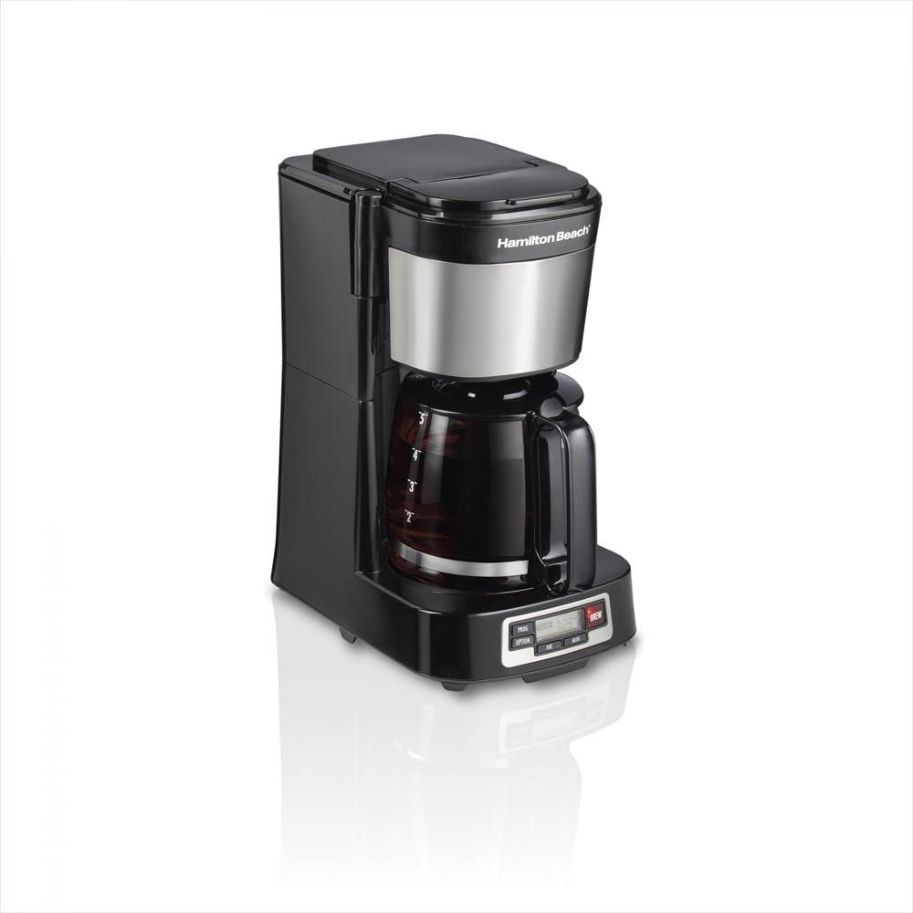 Cafetera Eléctrica Hamilton Beach 5 Tazas Jarra De Vidrio Diseño Compacto Programable Deposito De Agua Frontal Color
