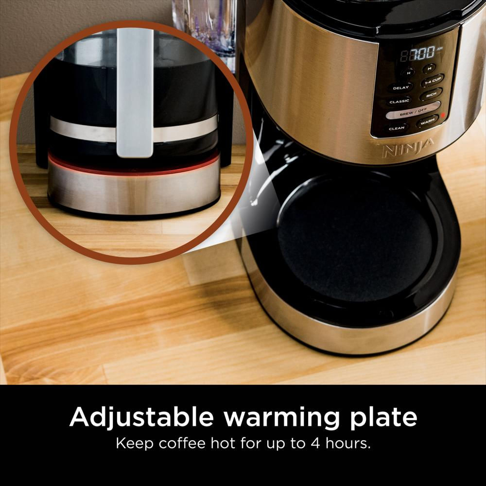 Cafetera Eléctrica Ninja 14 Tazas En Acero Inoxidable Y Jarra De Vidrio Programable Pantalla Digital Placa De img #2