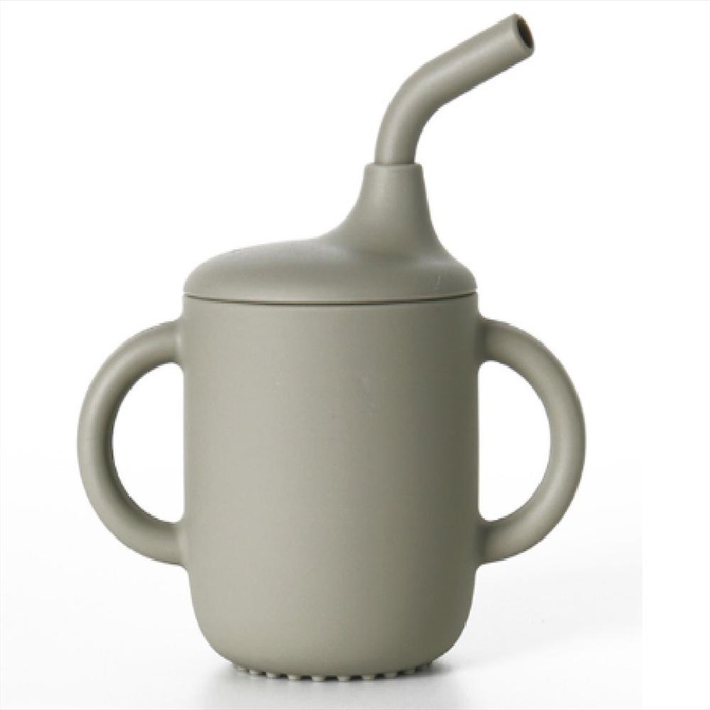 Vaso Pitillo Con Agarraderas En Silicona Olivo