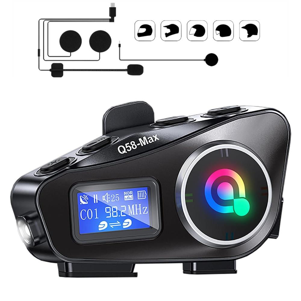 Intercomunicador Bluetooth Para Moto Q58 Rgb Musica 25 Horas