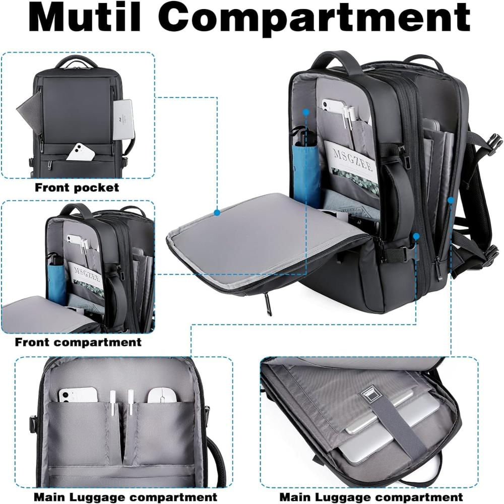 Maleta De Viaje De Cabina Premium Amazon + Organizador De Ropa 7 Piezas (Negro) img #4