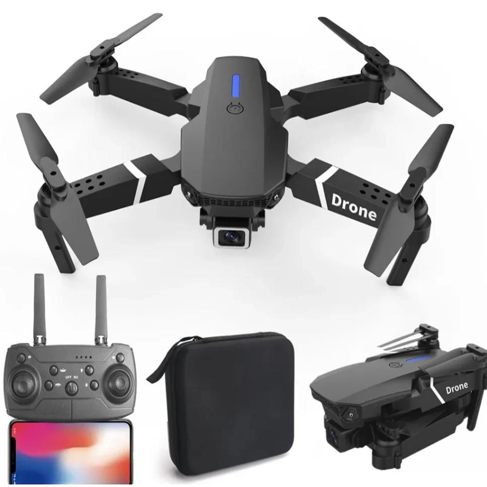Drone E88 Con Doble Cámara Hd Negro 2.4Ghz 2 Batería