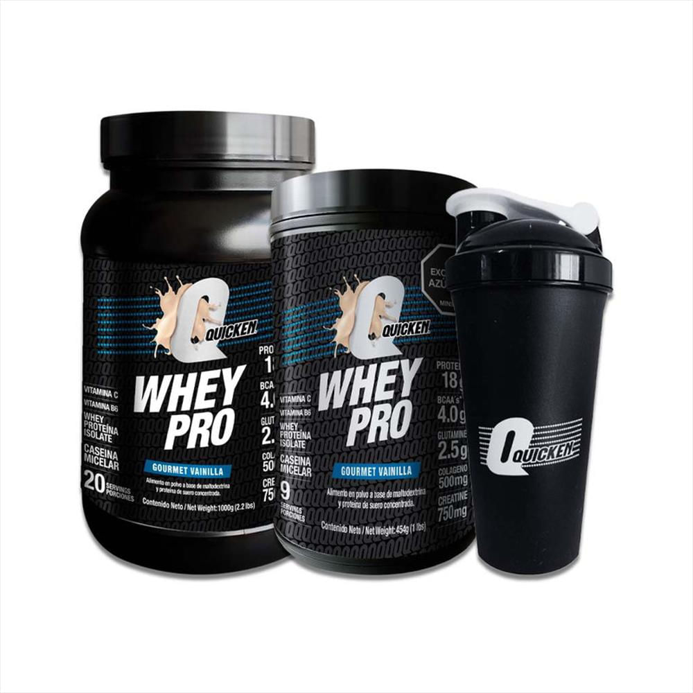 Proteína De Suero Quicken Whey Pro 1.000G + Whey Pro 454G + Shaker
