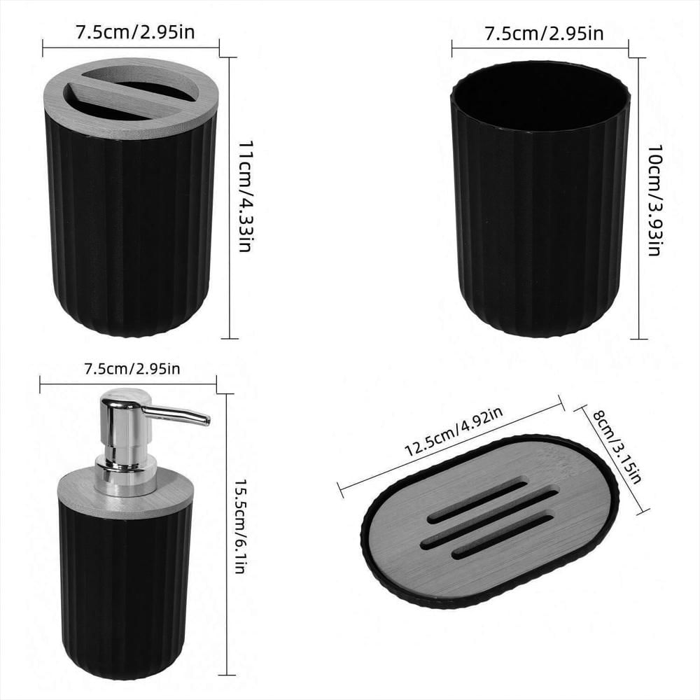 Set 4 Pzs Accesorios Baño Jabonera Cepillos Dispensador Jabon Vaso Ng img #2