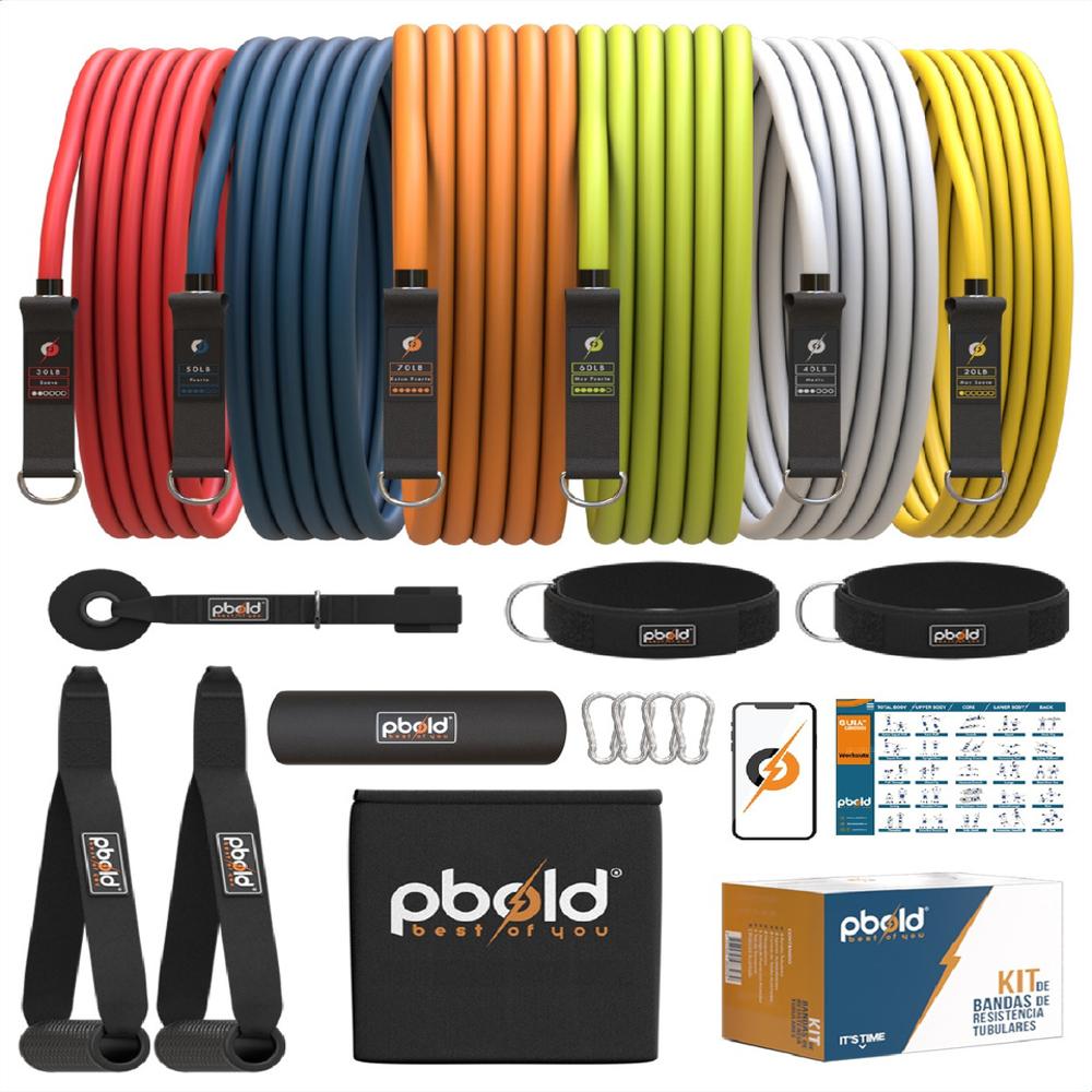 Bandas Ligas Elasticas Tubulares Ejercicio Resistencia 270Lb Entrenamiento Muscular Funcional Full Body 6 Bandas Pbold