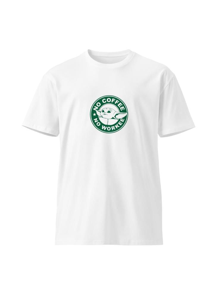 Camiseta Manga Corta Blanca Baby Yoda Coffee Unisex Undertop