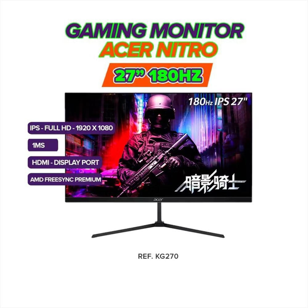 Monitor Acer Nitro Kg270 27 Pulgadas / 1Mms 180Hz / Hdmi Display Port Fhd / Ips Panel Monitor Acer Nitro Kg270 27 Pulgadas / 1Mms 180Hz / Hdmi Display Port Fhd / Ips Panel