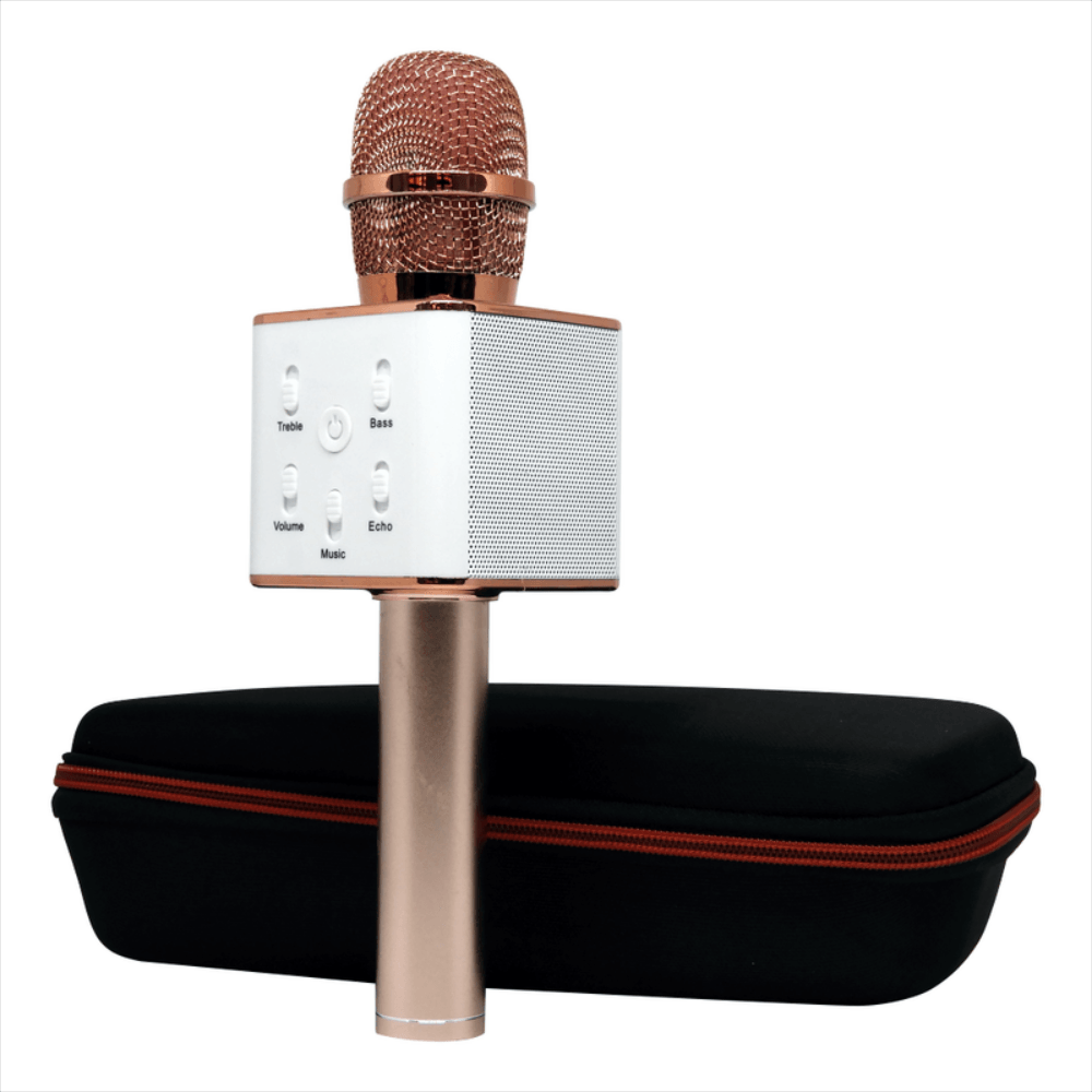 Micrófono Karaoke Q7 Parlante Bluetooth Recargable Usb Sd Rosa