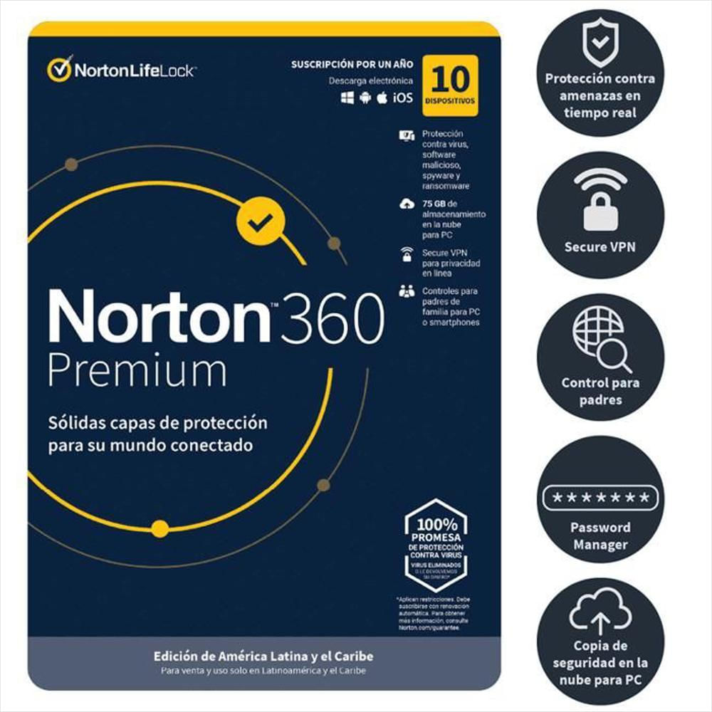 Norton 360 Premium 2024 / 75Gb / 1 An 10 Disp Antivirus img #1