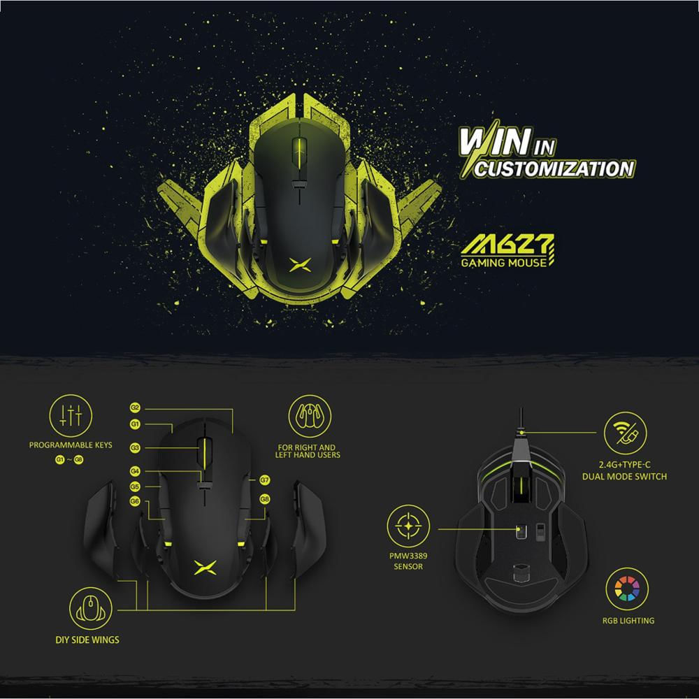 Mouse Gamer Inalámbrico Recargable Delux M627 Rgb / 16000Dpi img #3