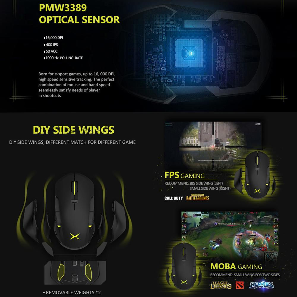 Mouse Gamer Inalámbrico Recargable Delux M627 Rgb / 16000Dpi img #4