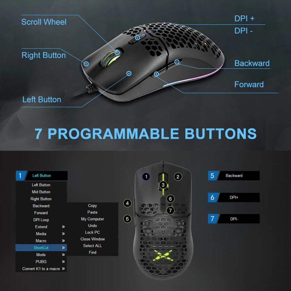 Mouse Gamer Delux M700a Rgb, Programable 7 Botones, 7200Dpi img #5