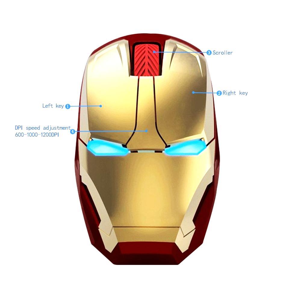 Mouse Inalambrico Iron Man Con Velocidad Ajustable Dorado img #4