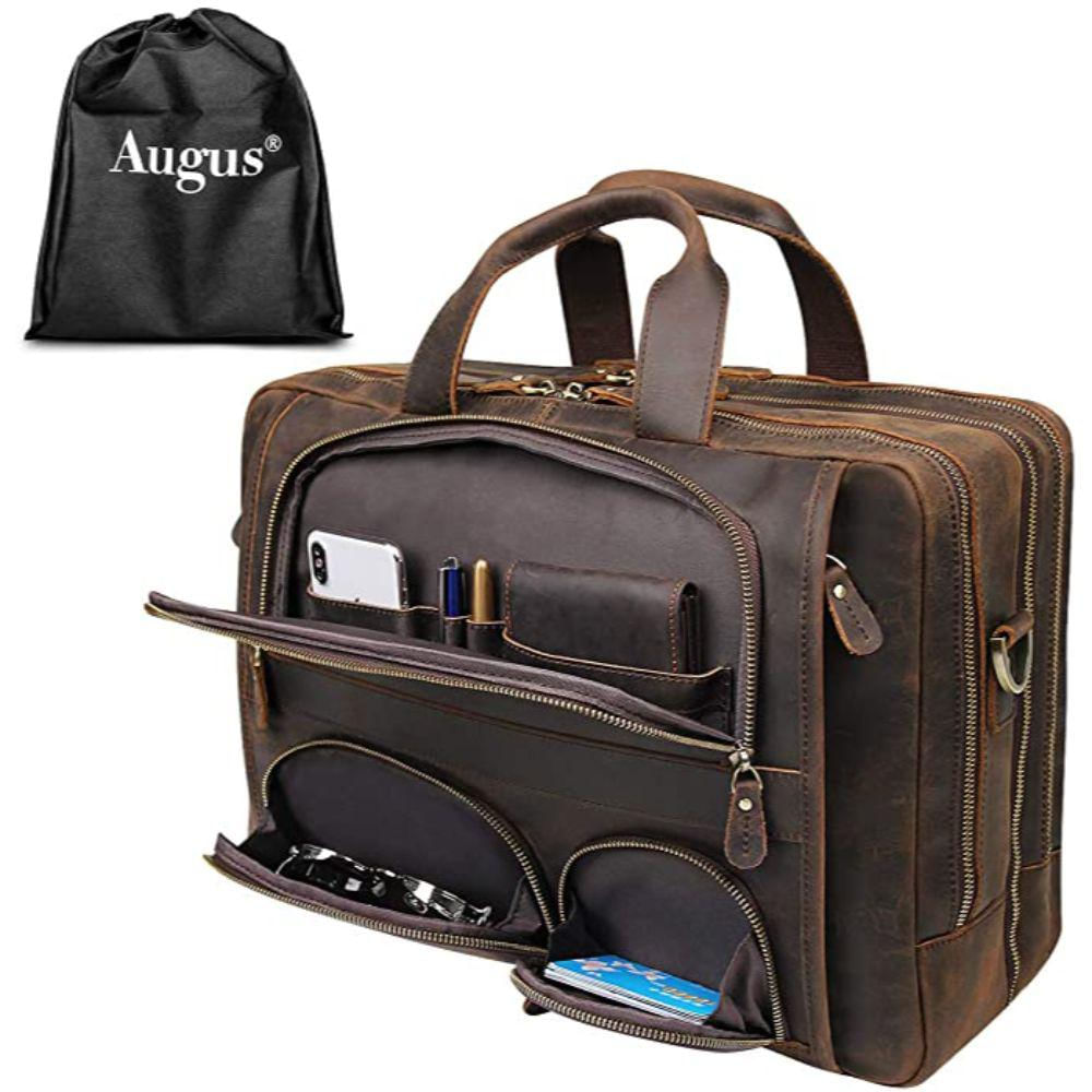 Maletín De Lona De Cuero Para Viaje De Negocios Augus img #1