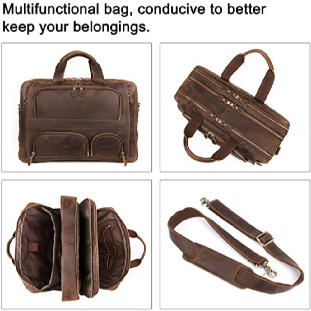 Maletín De Lona De Cuero Para Viaje De Negocios Augus img #3