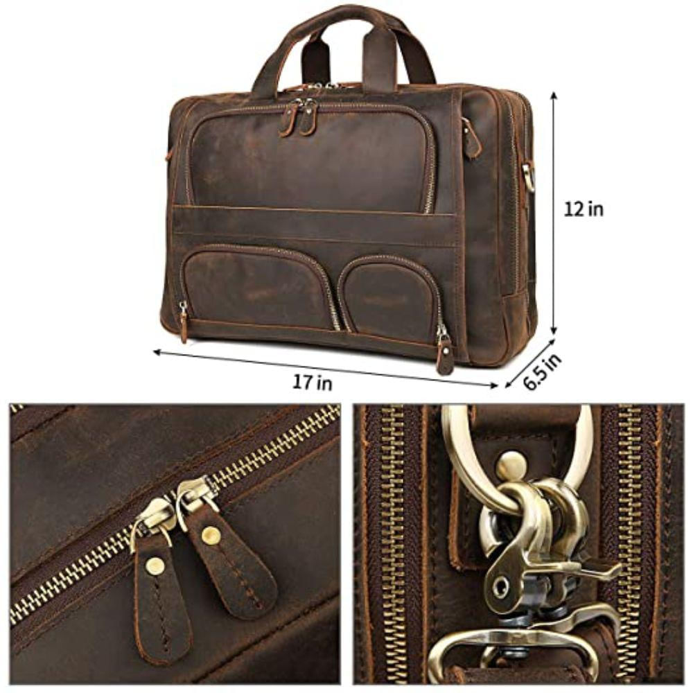 Maletín De Lona De Cuero Para Viaje De Negocios Augus img #4