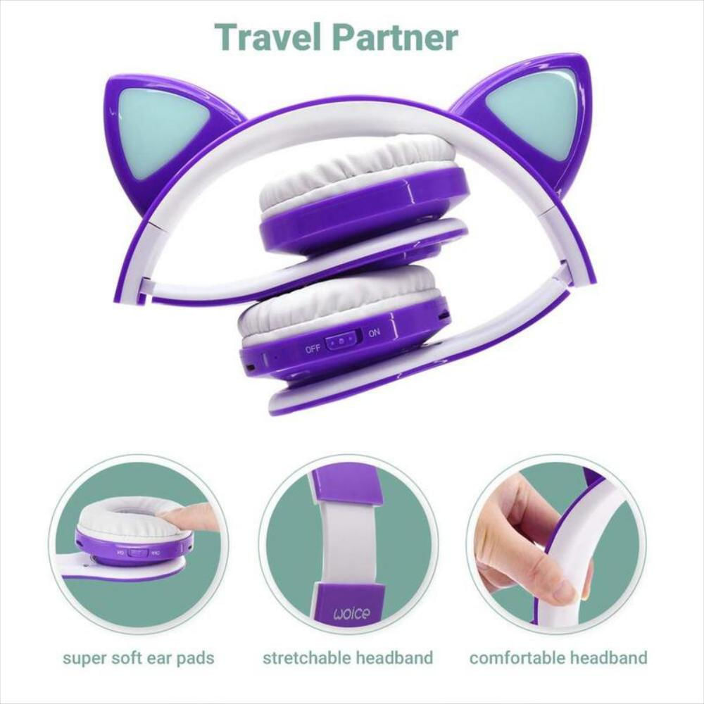 Diadema Inalámbrica Bluetooth Para Niños Con Luces Led img #3