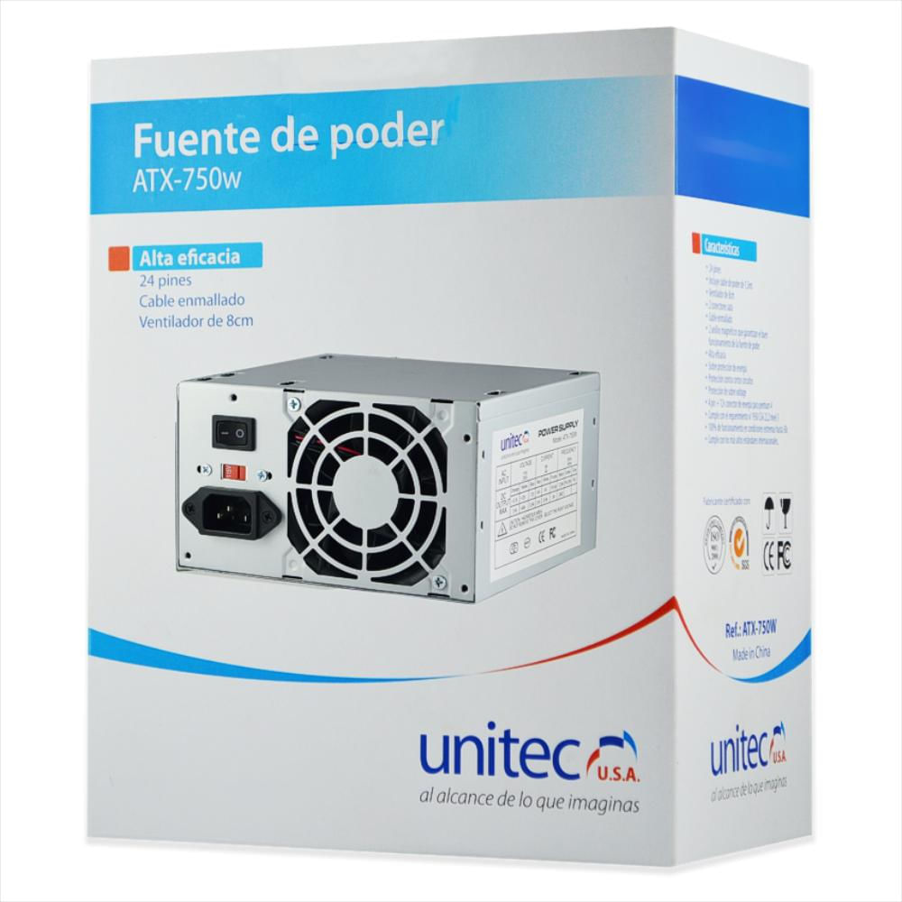 Fuente De Poder Atx 750W Watts 20 24 Pines Para Computador