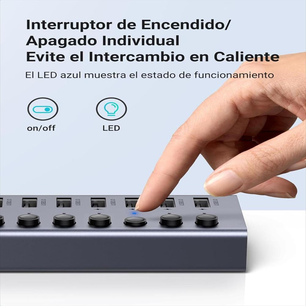 Adaptador Hub 7 Puertos Usb 3.0 Interruptor Individual Carga img #5
